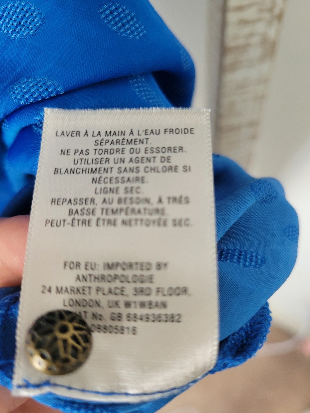 Anthropologie Maeve Clovis Pleated Polka Dot Top, Royal Blue Sz 0 - Picture 6 of 8